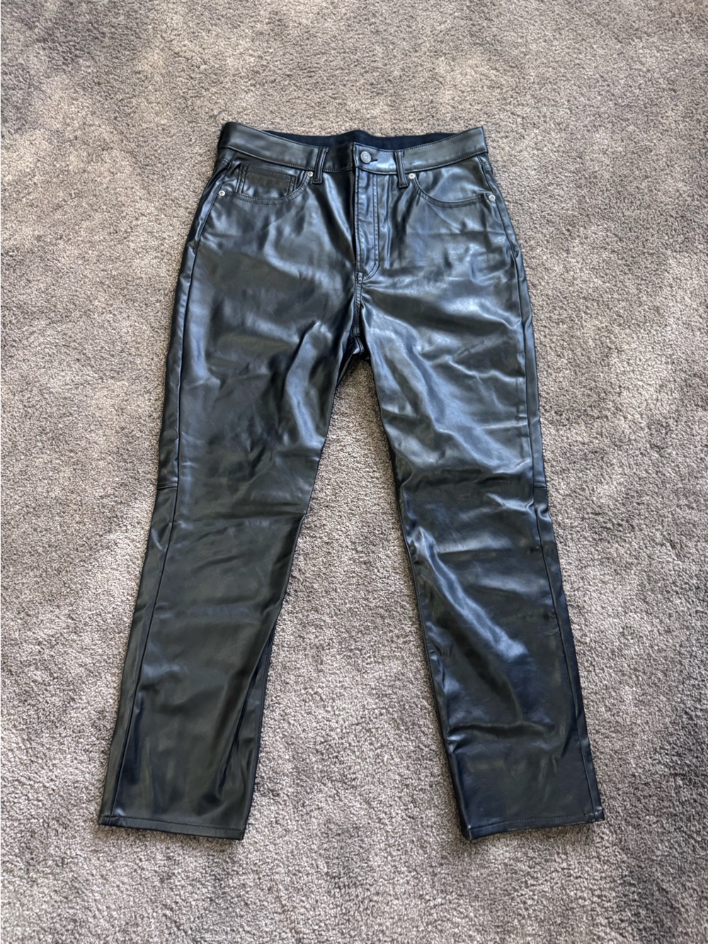 GAP Vintage High Rise Black Faux Leather Pants Size 31/12R